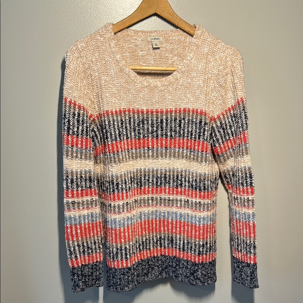 L.L. Bean Red and Blue Crew Neck Sweater